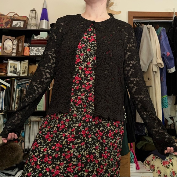 90s Connected Apparel Floral Lace Cardigan Roses Whimsigoth Cottagecore - Picture 12 of 12